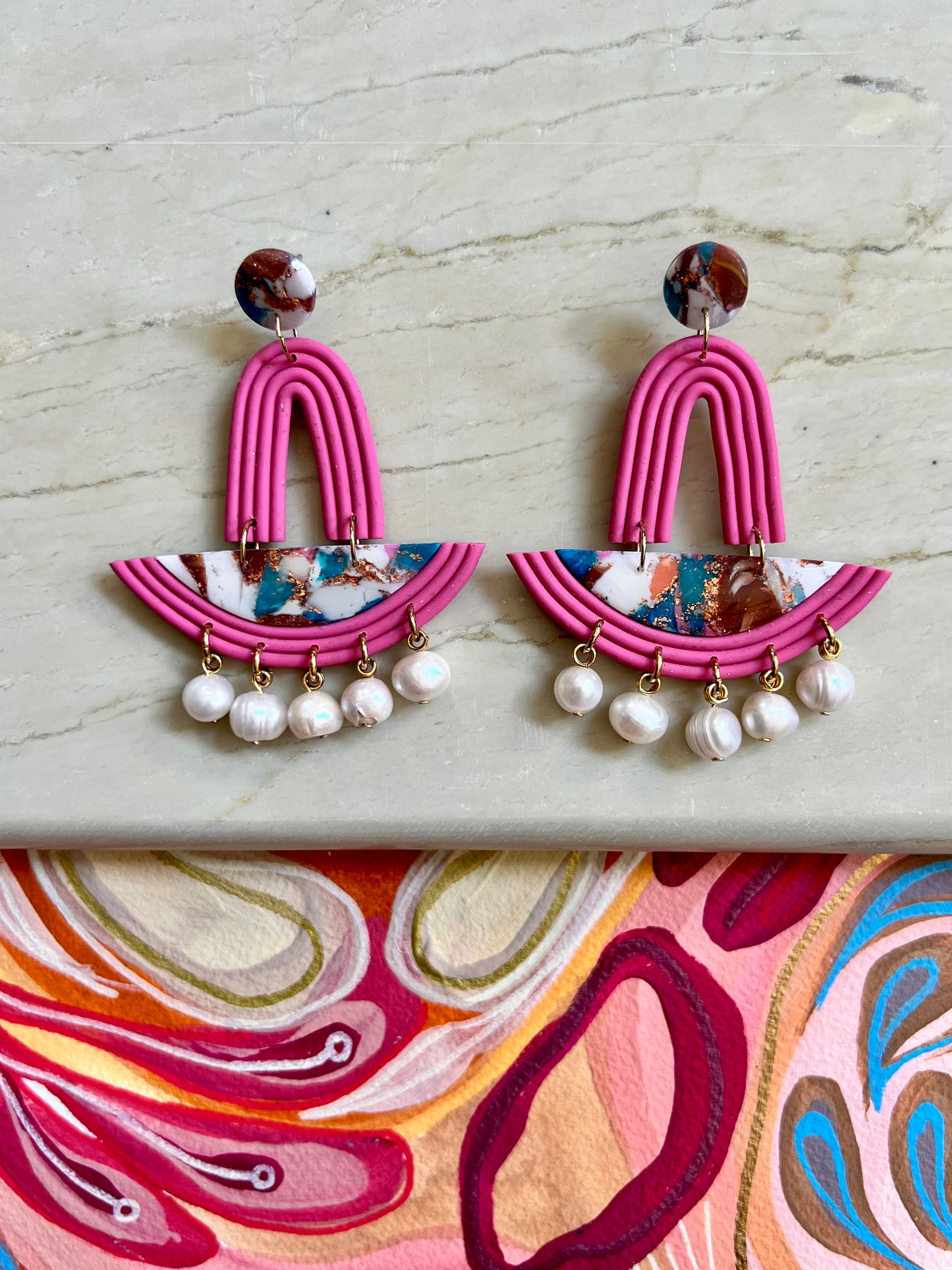 Pink Statement Earrings