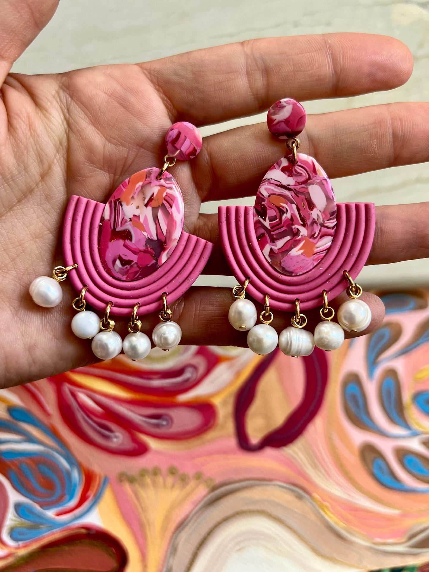 Pink Statement Earrings