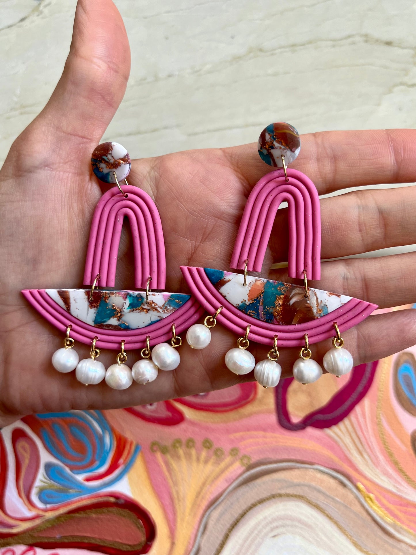 Pink Statement Earrings