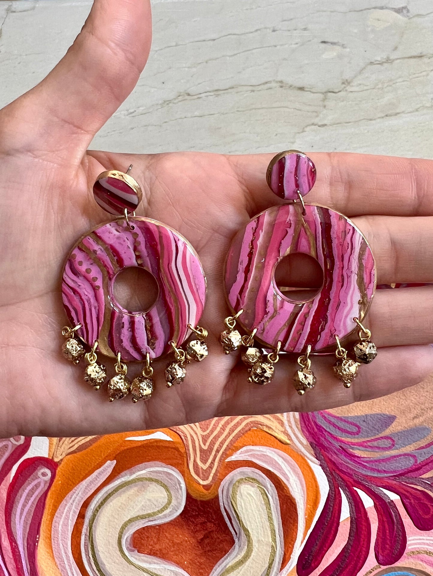 Pink Statement Earrings