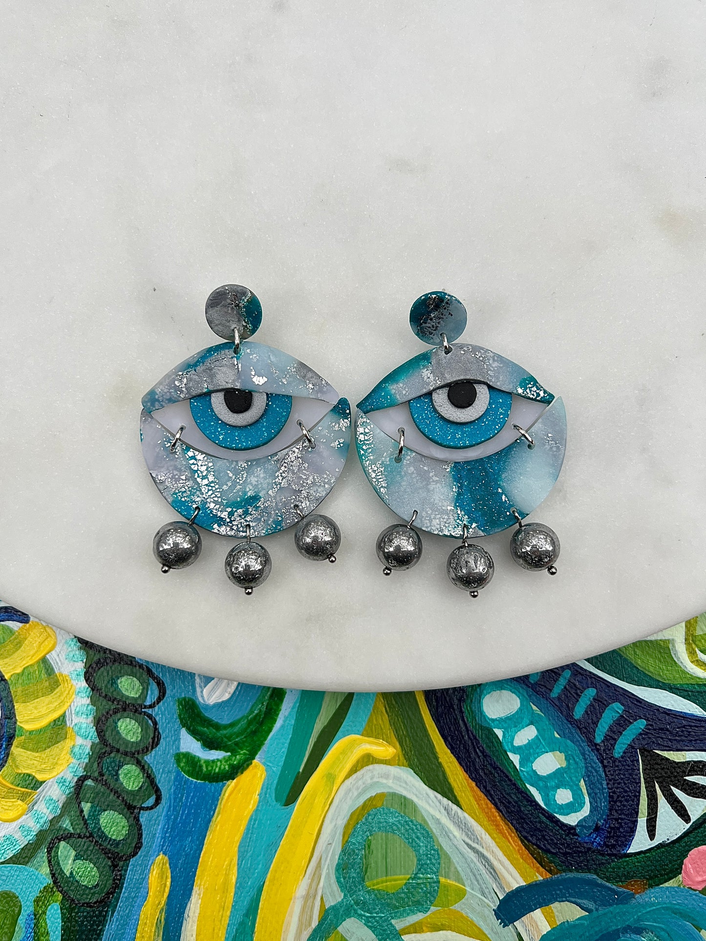 Frosty Blue Eye Earrings