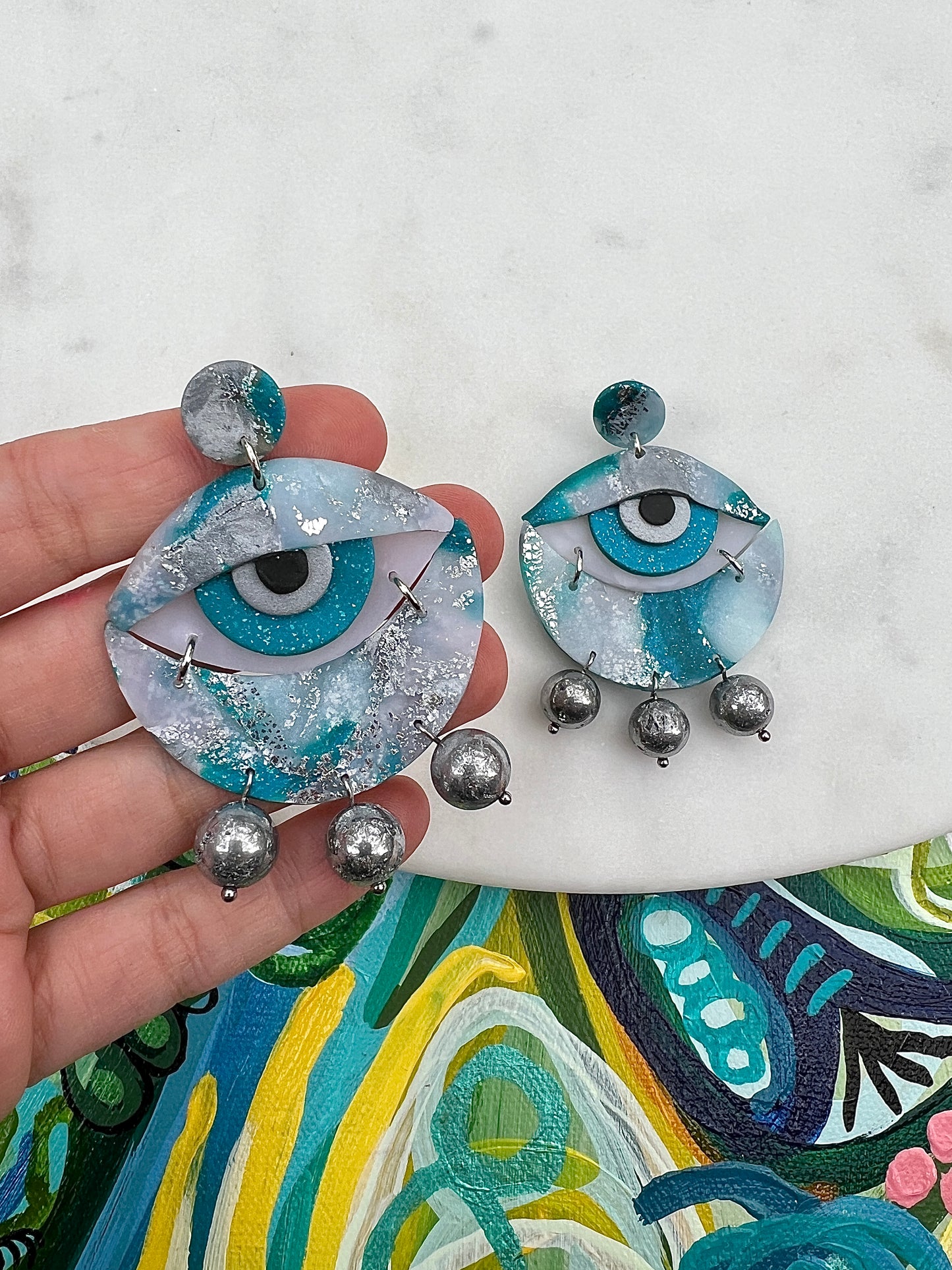 Frosty Blue Eye Earrings