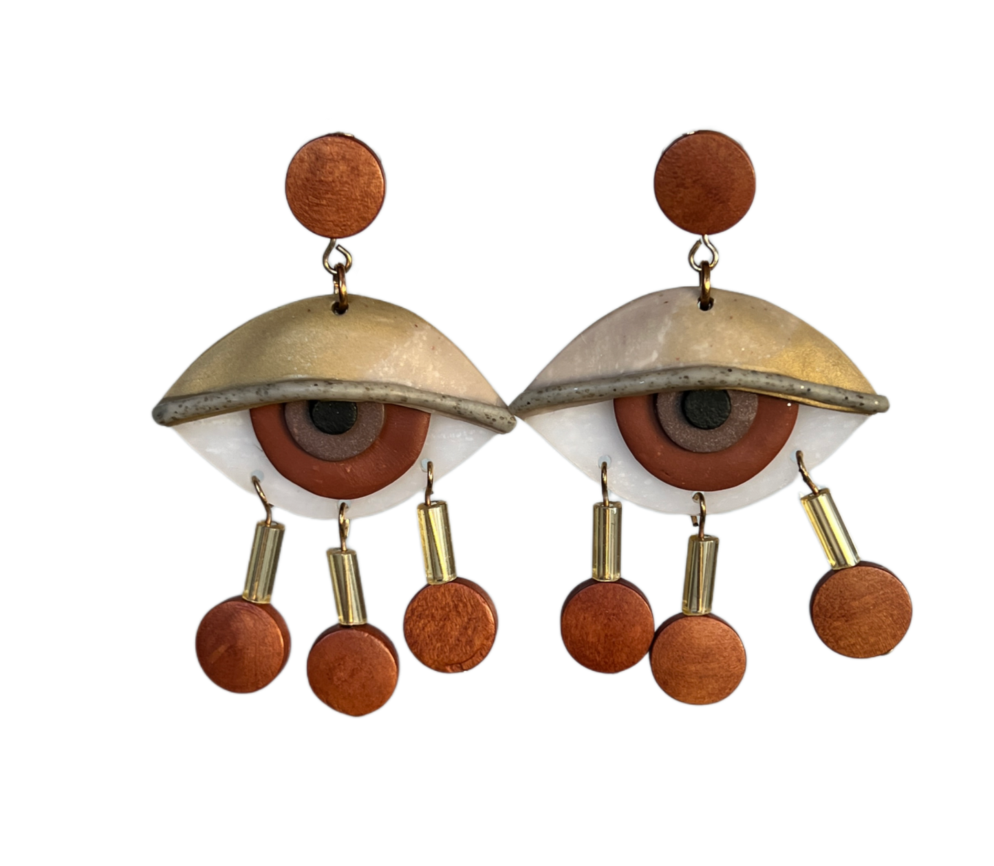 Caramel Brown Eye | Polymer Clay Earrings | Hand Sculpted